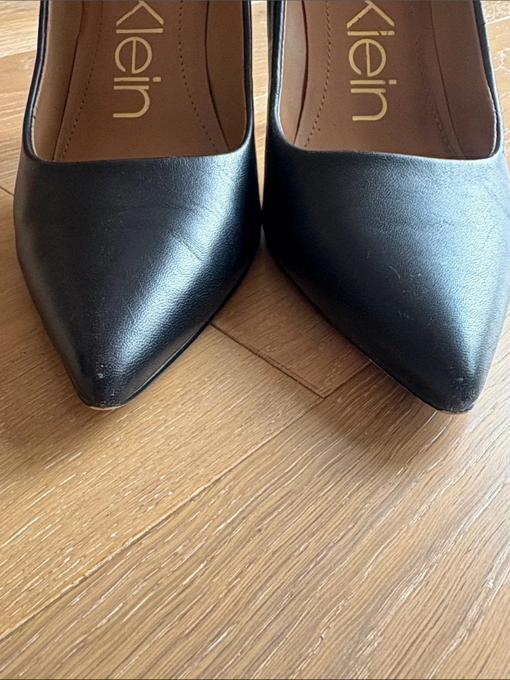 Calvin Klein Brady Heel Size 10 Black Leather Pointed Toe High Heel Pump